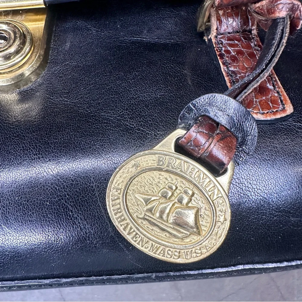Brahmin Vintage Tuscany Collection Croc Embossed Leather Satchel/Handbag